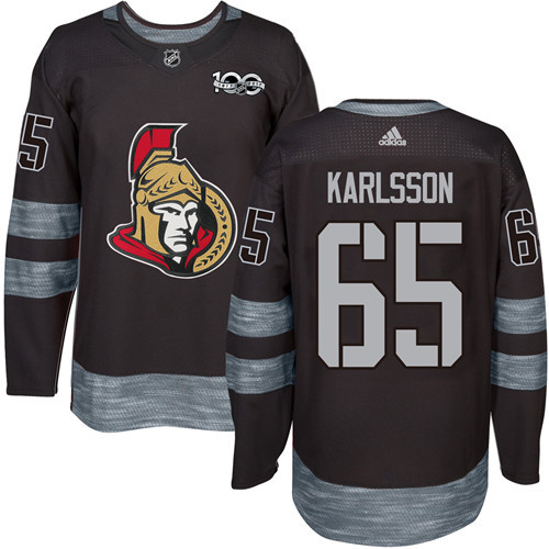 Adidas Senators #65 Erik Karlsson Black 1917-100th Anniversary Stitched NHL Jersey